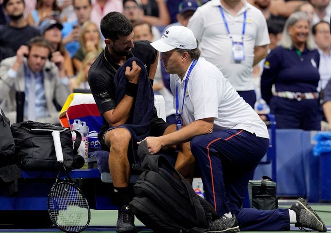 Novak Djokovič v utkání 3. kola US Open 2025