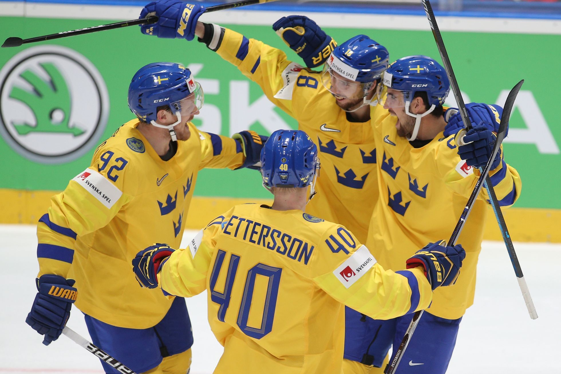Švédská radost v zápase Rusko - Švédsko na MS 2019
