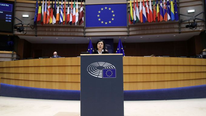Místopředsedkyně Evropské komise Věra Jourová v Evropském parlamentu.