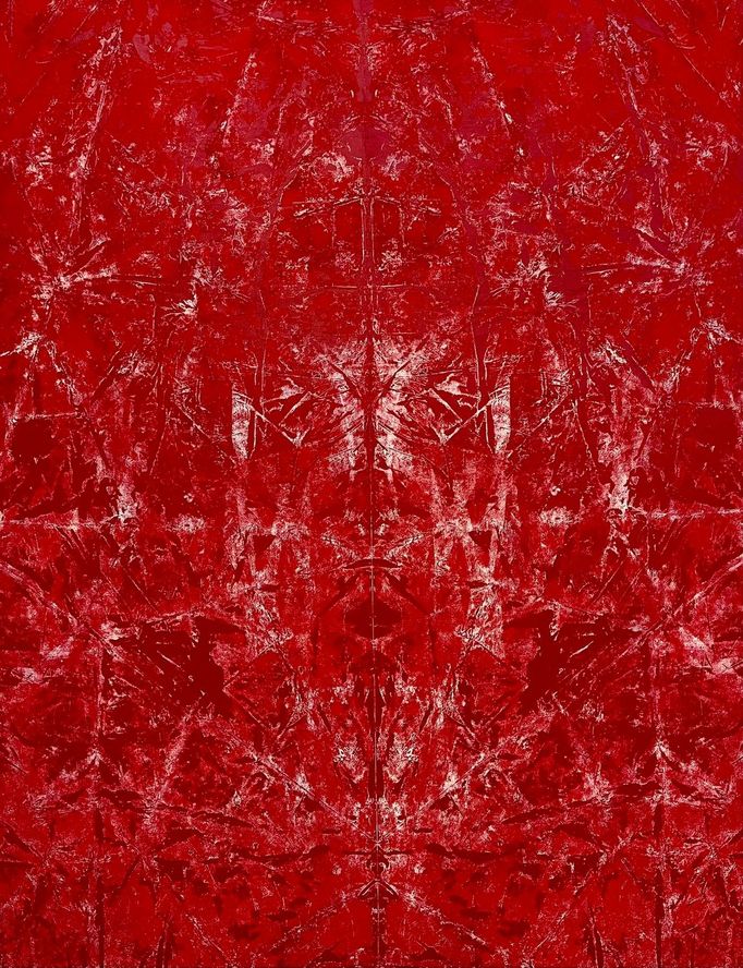Patrik Hábl: Červená tvář, 2012 až 2013, olej, plátno, 360x280cm.