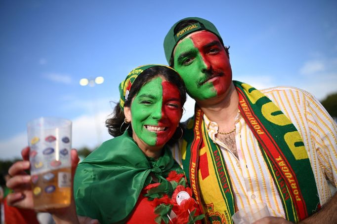 Portugalští fanoušci před zápasem Eura 2024 Portugalsko - Česko