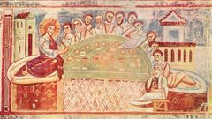 Poslední večeře - freska italsko-byzantského mistra
