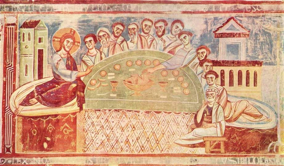 Poslední večeře - freska italsko-byzantského mistra
