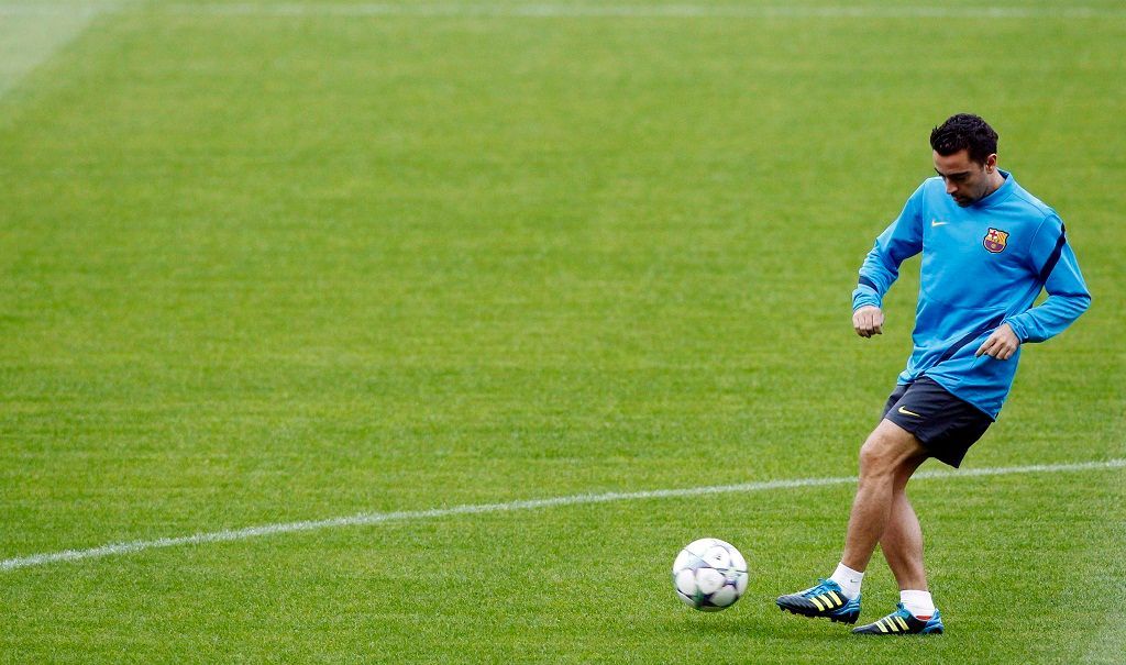 Liga mistrů - Barcelona Plzeň (Xavi - trénink)