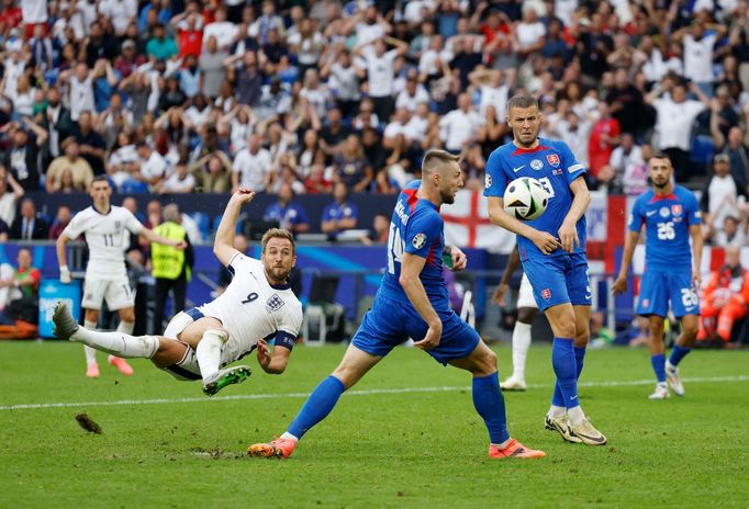 Harry Kane v osmifinále Eura 2024 Anglie - Slovensko