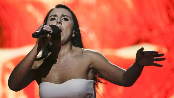 Crimean Tatar singer Jamala performs during Ukrainian national selection for Eurovision Song Contest outside Kiev