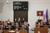 Novela přesto prošla poměrem hlasů 55 ku 23. Dva senátoři vládní strany Právo a spravedlnost (PiS) se zdrželi. Jejím architektem je předseda partaje Jaroslaw Kaczyński.