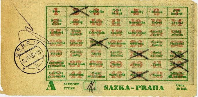 Sázenka Sportky v roce 1957