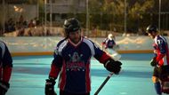 David Pastrňák v zápase hokejbalové extraligy 2021 (Kert vs. Karviná)