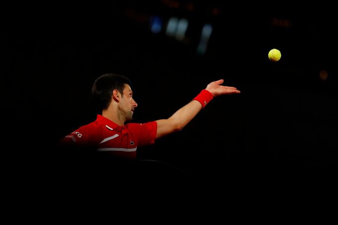 Tennis - French Open - Roland Garros, Paris, France - October 9, 2020 Serbia's Novak Djokovic in action during  his semi final match against Greece's Stefanos Tsitsipas R