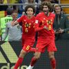 Marouane Fellaini slaví gól v zápase Belgie - Japonsko na MS 2018