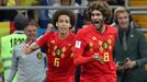 Marouane Fellaini slaví gól v zápase Belgie - Japonsko na MS 2018