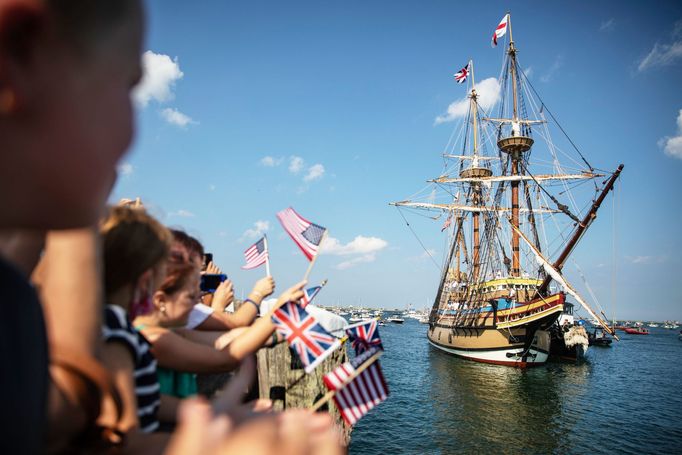 Návrat nově zrekonstruované repliky historické plachetnice Mayflower II