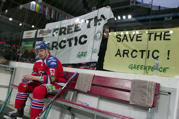 Greenpeace na zápase Lev Praha - Omsk