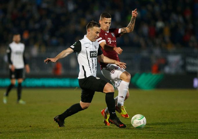 Saša Zdjelar a Martin Minčev v odvetě 2. kola EKL Partizan - Sparta