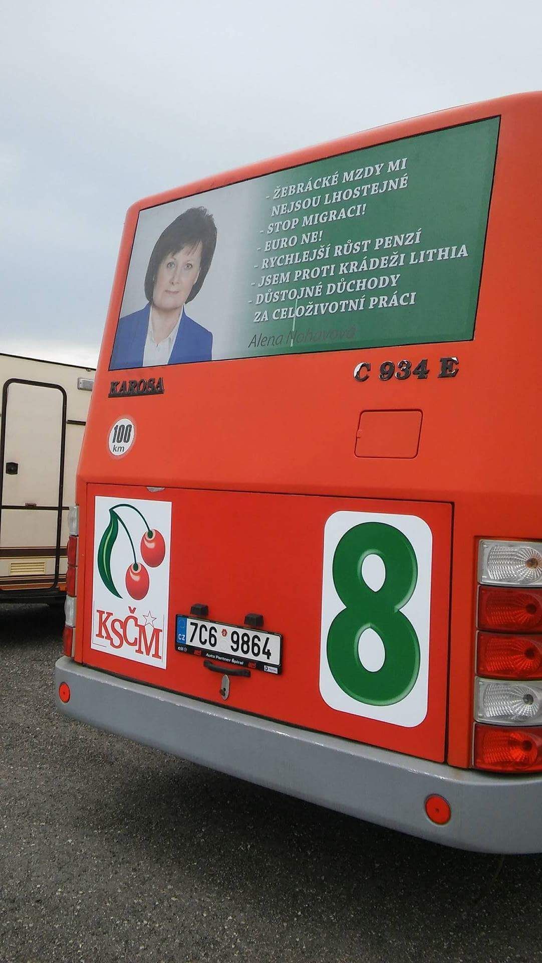 KSČM, volební kampaň, autobus, Třešňák, 2017