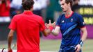 Britský tenista Andy Murray slaví vítězství ve finále olympiády 2012 v Londýně nad Švýcarem Rogerem Federerem.