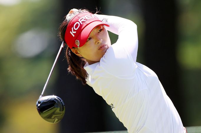 FILE PHOTO: Tokyo 2020 Olympics - Golf - Women's Individual - Final - Round 2 - Kasumigaseki Country Club - Kawagoe, Saitama, Japan - August 5, 2021.  Ko Jin Young of Sou