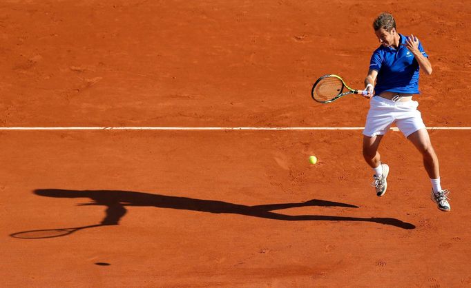 Richard Gasquet v utkání s Berdychem v semifinále Davis Cupu 2014