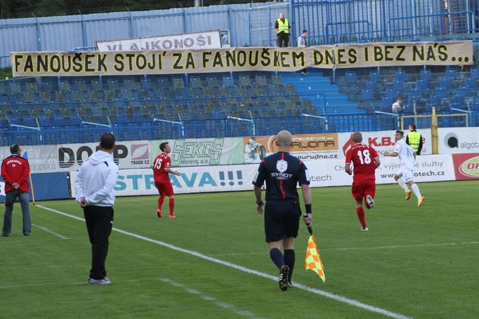 SL, Baník - Zbrojovka: transparent fanoušků Baníku