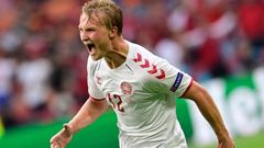 Kasper Dolberg, Dánsko - Wales, osmifinále Euro 2021