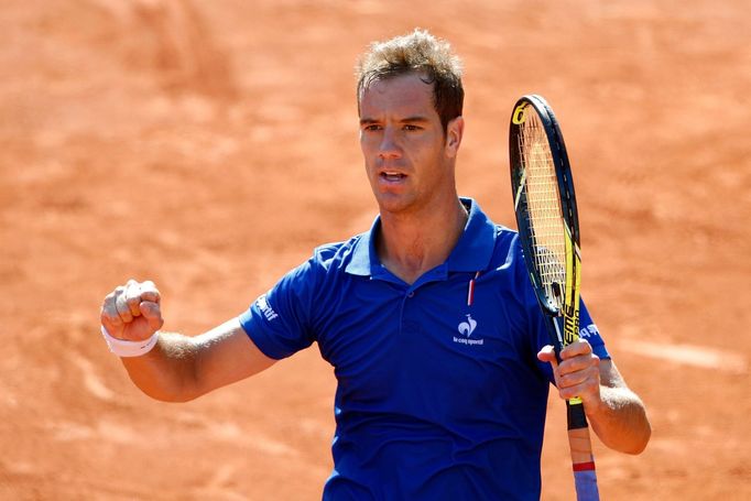 Richard Gasquet v utkání s Berdychem v semifinále Davis Cupu 2014