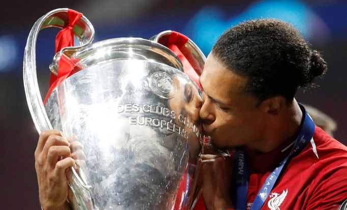 Soccer Football - Champions League Final - Tottenham Hotspur v Liverpool - Wanda Metropolitano, Madrid, Spain - June 1, 2019  Liverpool's Virgil van Dijk celebrates with