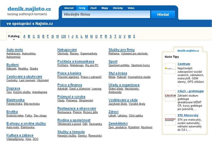 Nový internetový katalog firem Denik.Najisto.cz