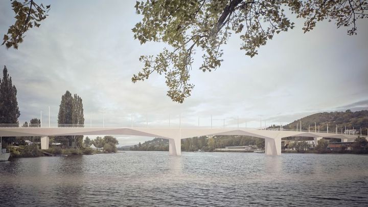 Praha možná bude mít Madlenku. Most přes Vltavu pojmenovaný po Madeleine Albrightové; Zdroj foto: Ateliér 6