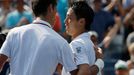 Novak Djokovič a Kei Nišikori v semifinále US Open