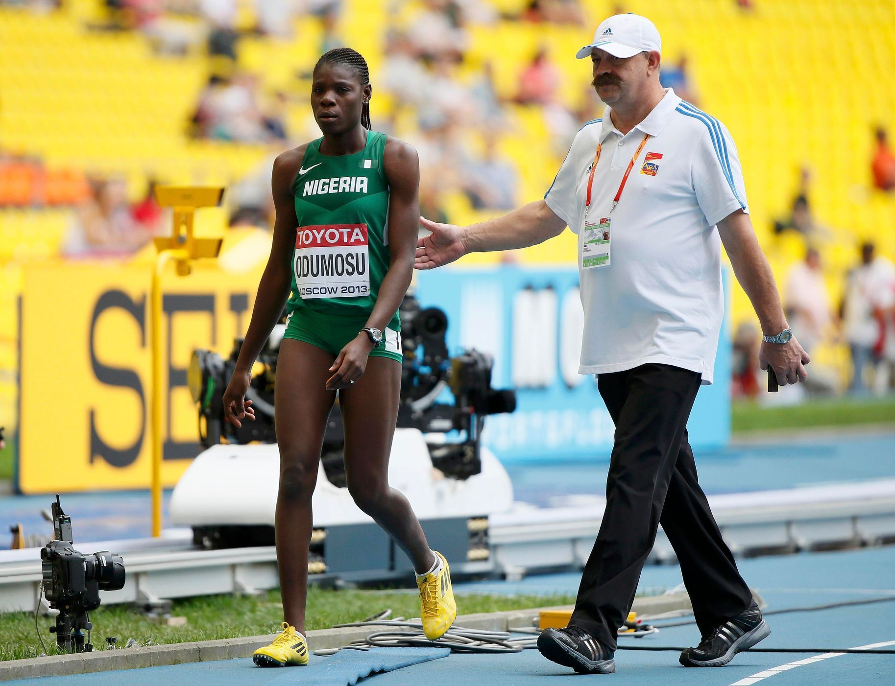 MS v atletice 2013, 400 m př. - rozběh: vyloučená Muizat Ajoke Odumosuová