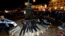 Soccer Football - Euro 2020 - Group J Qualification - Finland v Liechtenstein - Helsinki, Finland November 15, 2019. Fans celebrate victory at a covered fountain in centr