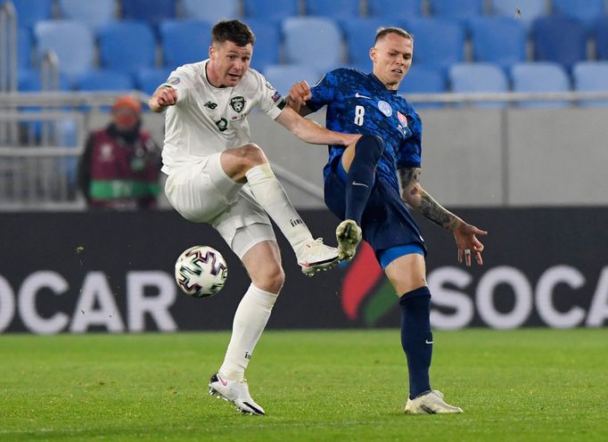 James McCarthy in action with Slovakia’s Ondrej Duda