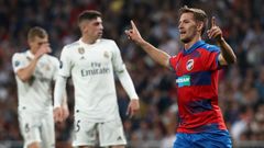 Patrik Hrošovský slaví gól v zápase Ligy mistrů Real Madrid - Viktoria Plzeň