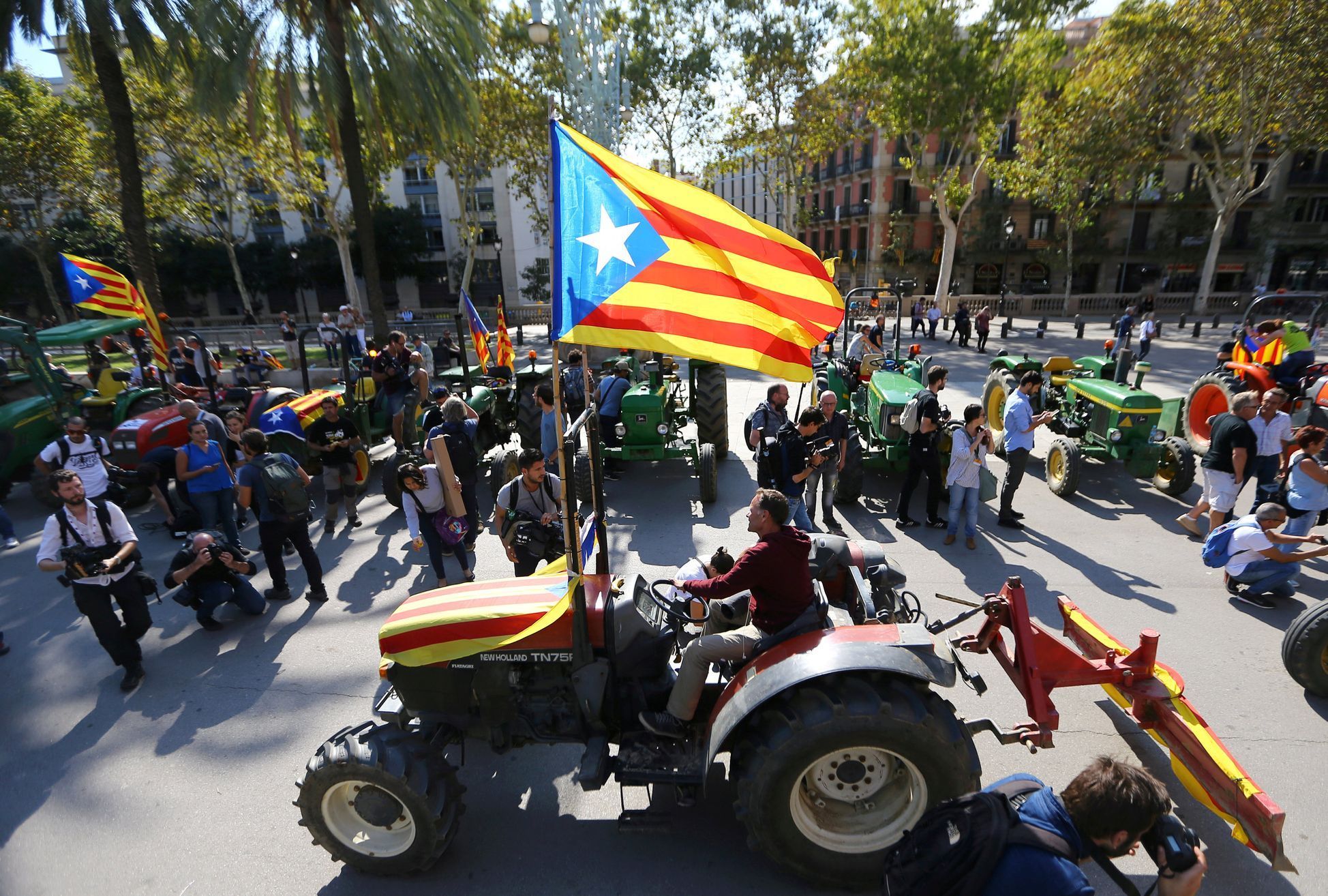 Barcelona, demonstrace na podporu nezávislosti Katalánska.