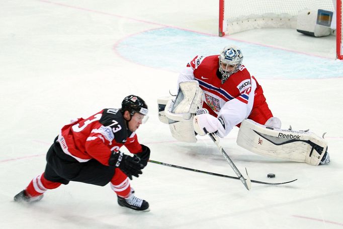 MS 2015, SF Česko-Kanada: Ondřej Pavelec  - Tyler Toffolli