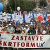 Demonstrace odborářů na Václavském náměstí v Praze