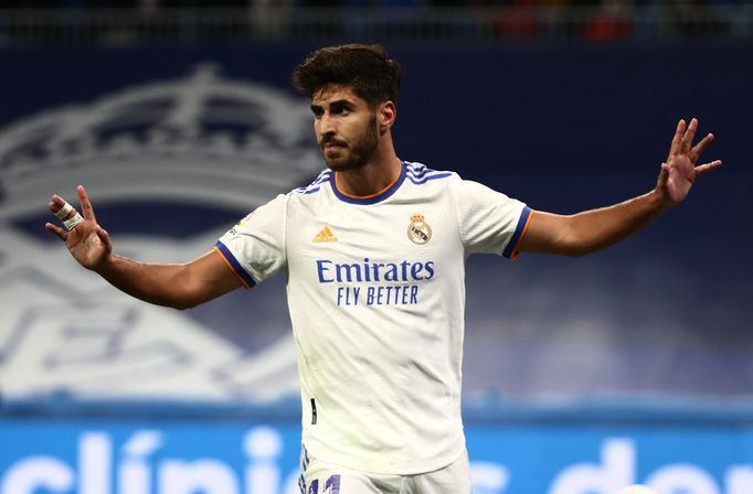 6. kolo španělské fotbalové ligy 2021/22: Marco Asensio z Realu Madrid (ne)slaví gól proti svému bývalému klubu Mallorce.