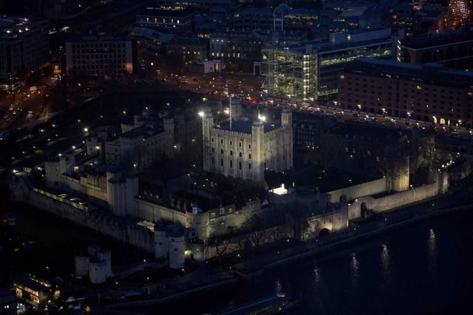 The Tower of London is pictured from The View gallery at the Shard in London