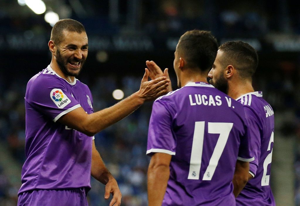 Karim Benzema slaví branku Realu Madrid