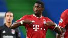 David Alaba slaví gól v semifinále LM Bayern - Lyon