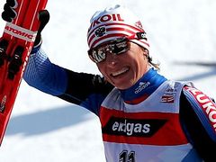 Spokojená vítězka skiatlonu Olga Zavjalovová z Ruska.