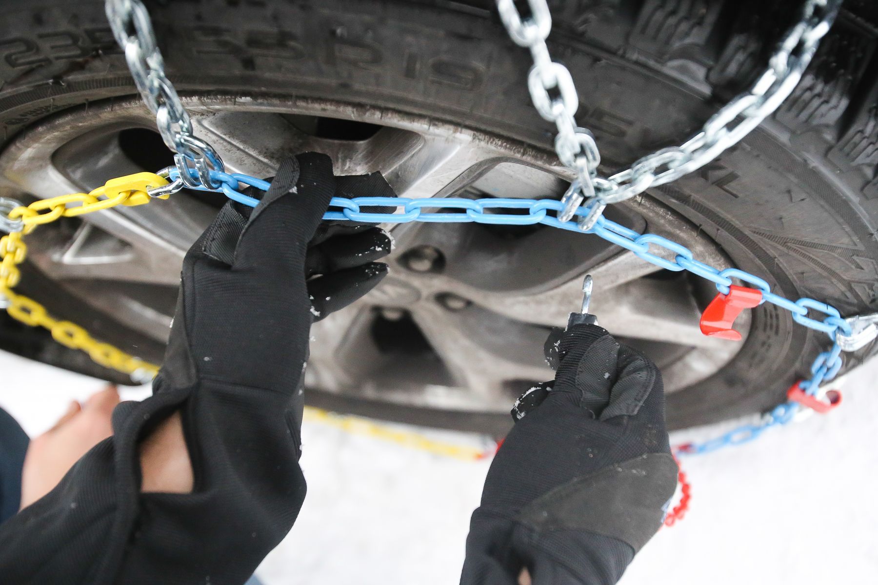 Zimní řetězy a testování Kia Sorento