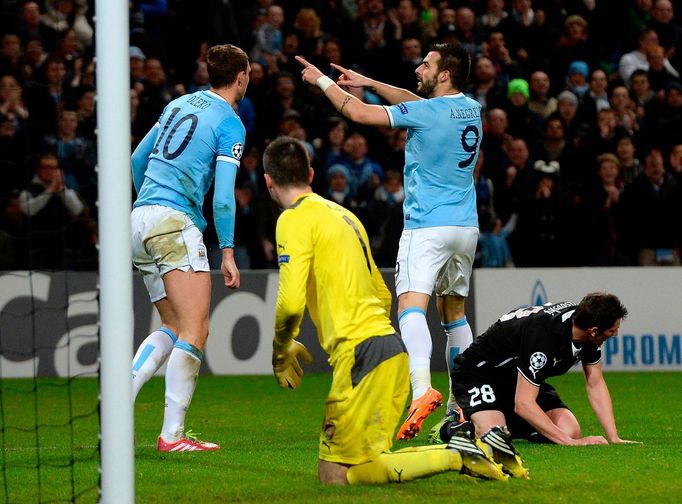 Manchester City - Plzeň (domácí slaví gól)