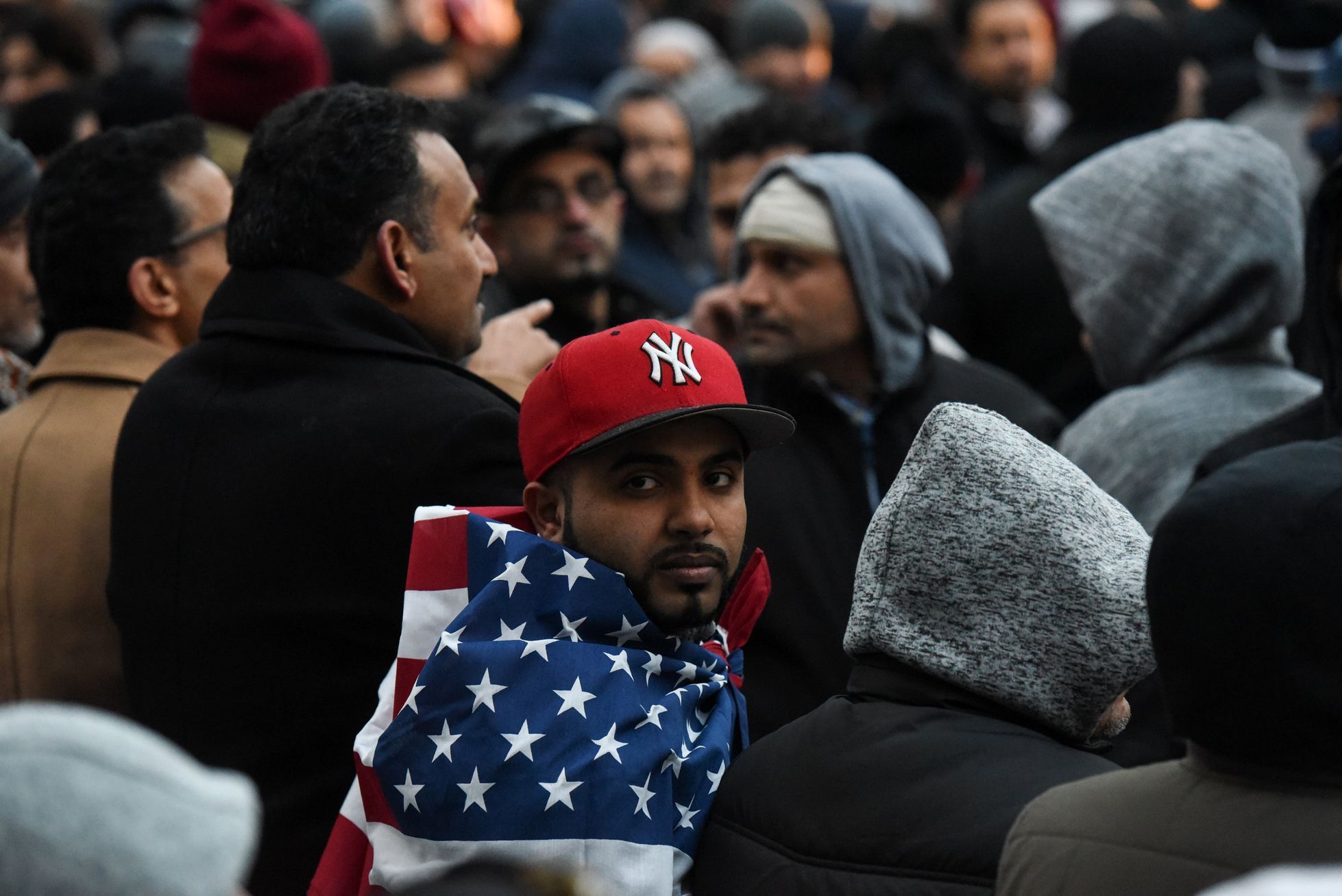 Protesty v New Yorku proti Donaldu Trumpovi, do kterých se zapojila místní jemenská komunita.