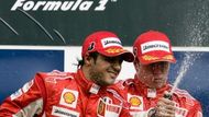 Felipe Massa a Kimi Räikkönen - oba Ferrari - po Velké ceně Belgie ve Spa.