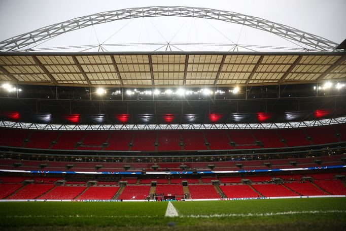 Stadion Wembley před příchodem fanoušků na zápas kvalifikace ME 2020 Anglie - Česko.