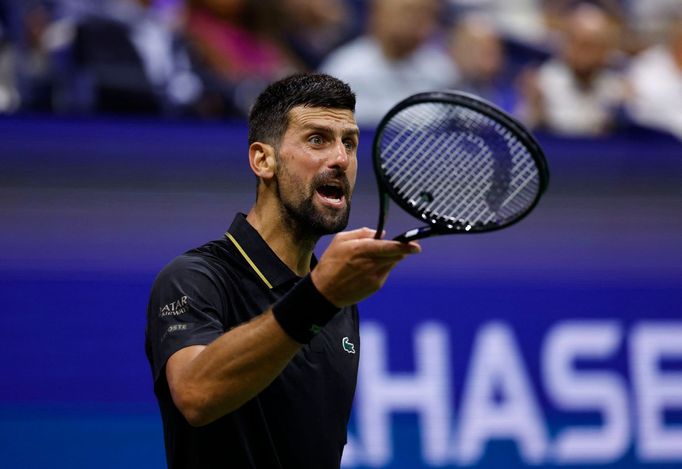 Novak Djokovič v utkání 3. kola US Open 2025