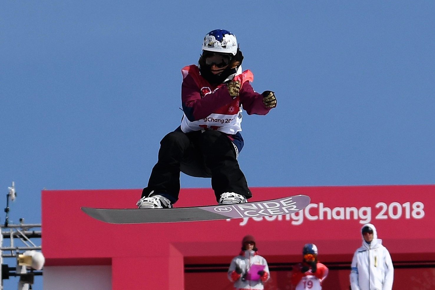 Snowboardistka Šárka Pančochová při kvalifikaci Big Airu na olympijských hrách v Pchjongčchangu