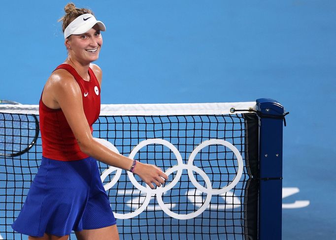 Markéta Vondroušová v semifinále OH 2020 proti Elině Svitolinové